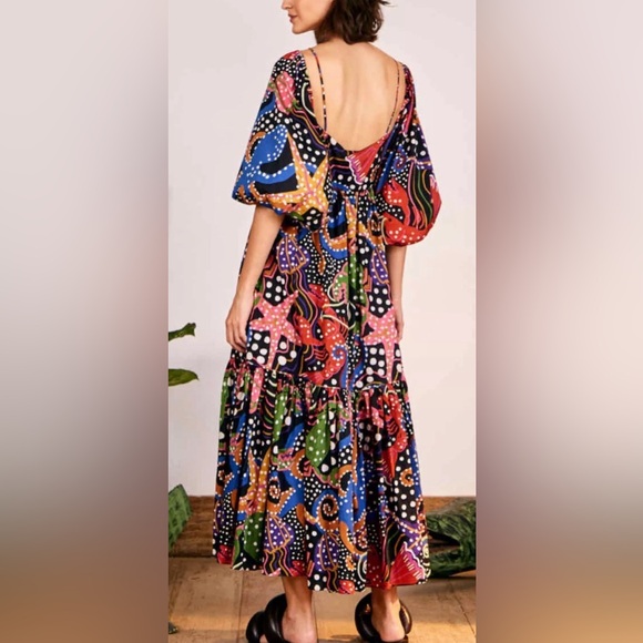 Farm Rio Under The Sea MIDI Cotton Dress Medium $275 - Picture 3 of 10